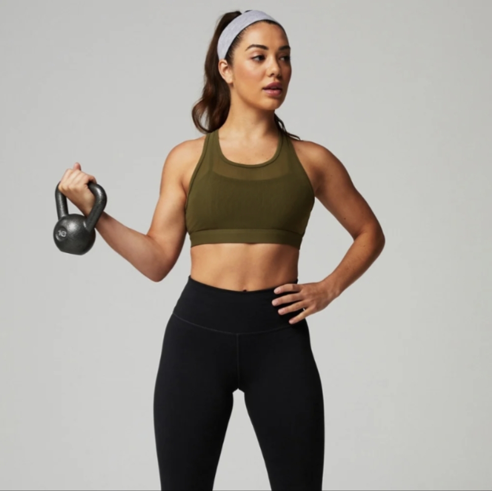 Fabletics Faye High Impact Sports Bra, Color Dark Moss Size M